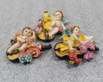 Vintage Cherub Angel Refrigerator Magnet Lot of 3