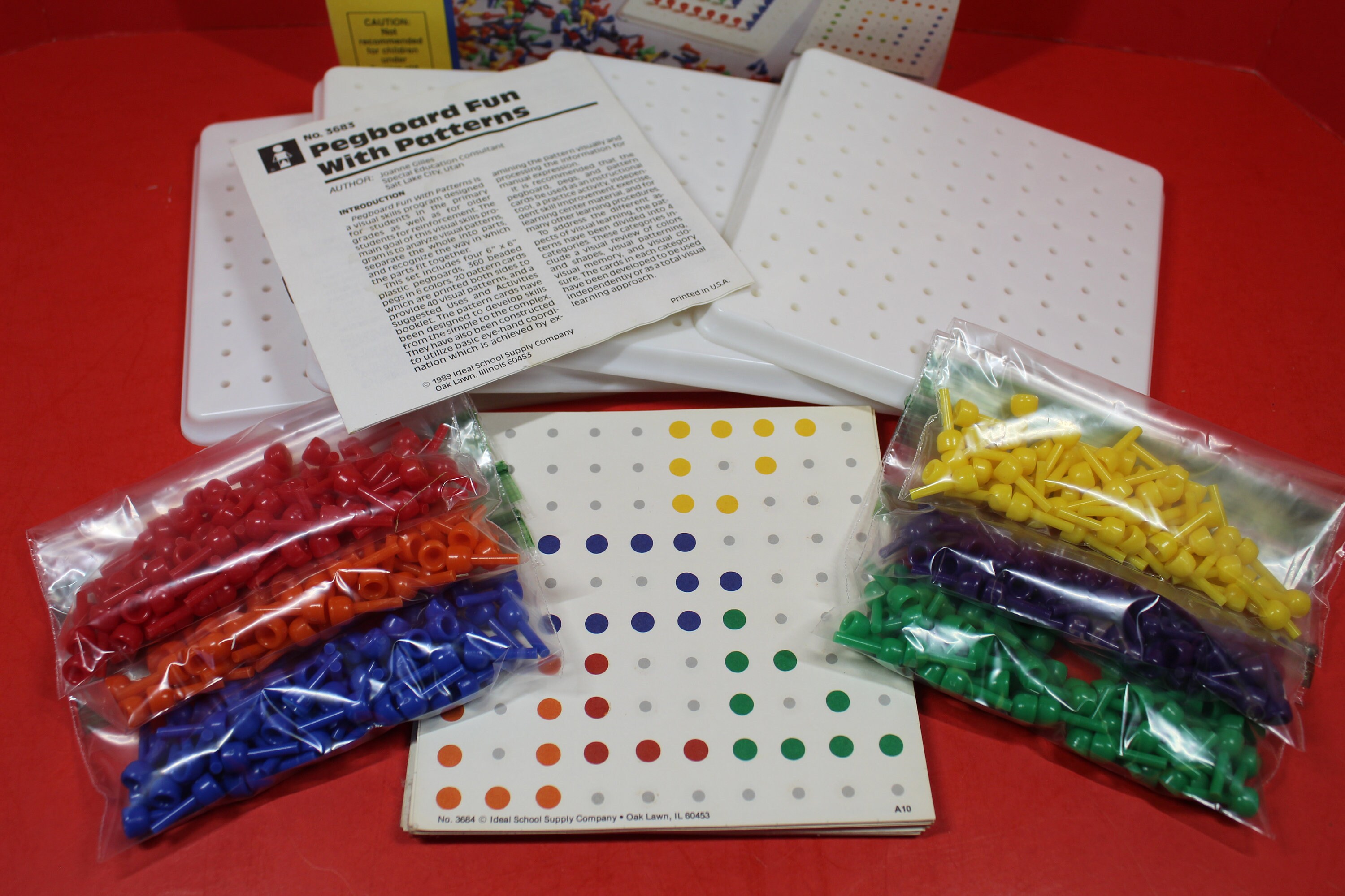 Pegboard Fun W/ Patterns Group Set Vintage Toy / Ideal School Etsy