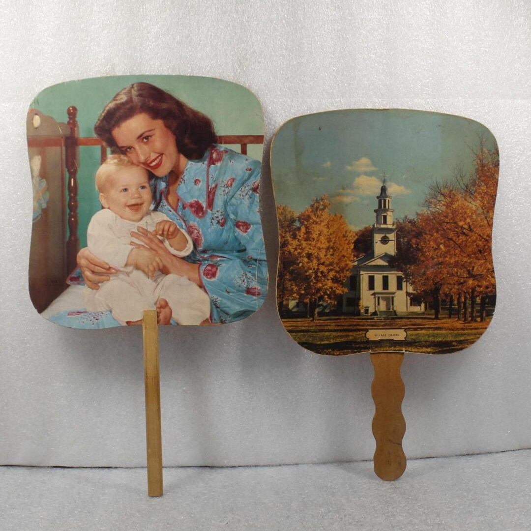 Vintage Advertising Hand Held Fans Lot of 2 - Etsy