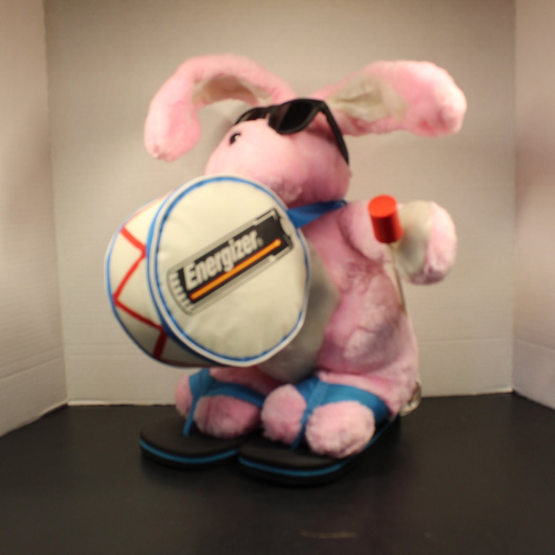 ENERGIZER BUNNY Vintage 1995 Juguete coleccionable de felpa Conejito rosa  grande Publicidad promocional vintage México