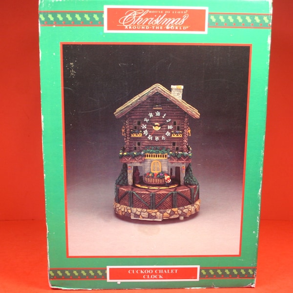 House Of Lloyd Vintage Christmas Around The World Cuckoo Chalet Music Clock In Original Box / Christmas Mantel Decor