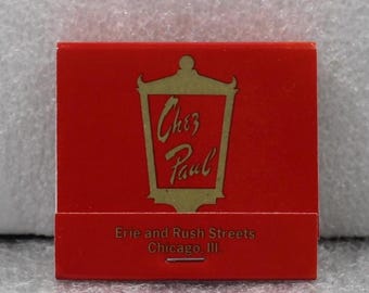 Chez Paul Restaurant Vintage Matchbook Chicago IL Erie and Rush Streets / Advertising Ephemera / Collectible