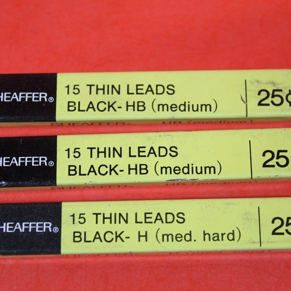 Vintage Sheaffer Lead / 3 Tin Boxes of Thin Leads Black HB Medium For Mechanical Pencils / Desk Accessory Office Decor