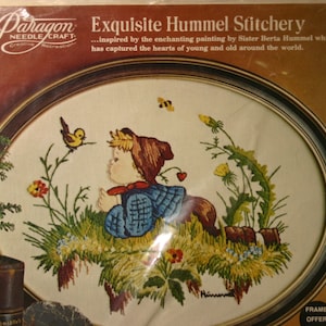Paragon Exquisite Hummel Crewel Stitchery Craft Kit - Boy w Bird  #0465 - 1976 / Vintage Crewel Embroidery Kit