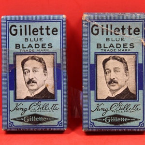 Vintage GILLETTE Blue Blade Razor Blades - Lot Of 9 New Blades / Vintage Advertising