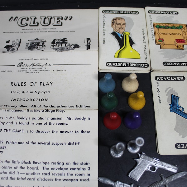 Clue Game Pieces Etsy