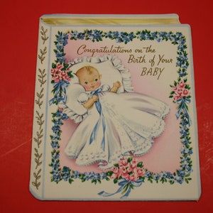Vintage 50&#39;s Unused Congratulations On The Birth Of Your Baby Greeting Card / Mid Century Greeting Card /No Envelope