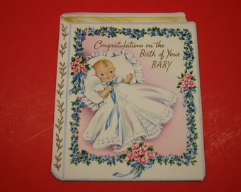 Vintage 50's Unused Congratulations On The Birth Of Your Baby Greeting Card / Mid Century Greeting Card /No Envelope