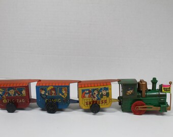 Vintage Russ Berrie & Co Plastic and Tin Wind up Toy Train