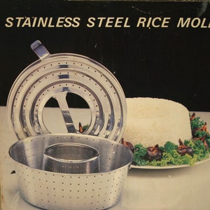New Stainless Steel Rice Mold / Vintage 1985 National Silver / Locking Lid / Original Box / Never used