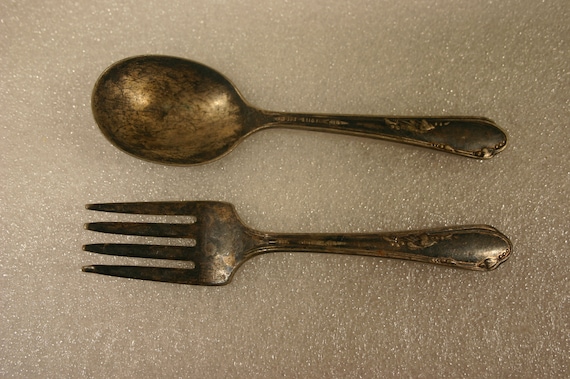WMA Rogers Oneida Baby Spoon and Fork Silver Plated Mid Century Vintage Baby Shower Decor Baby Nursery Decor Etsy Australia