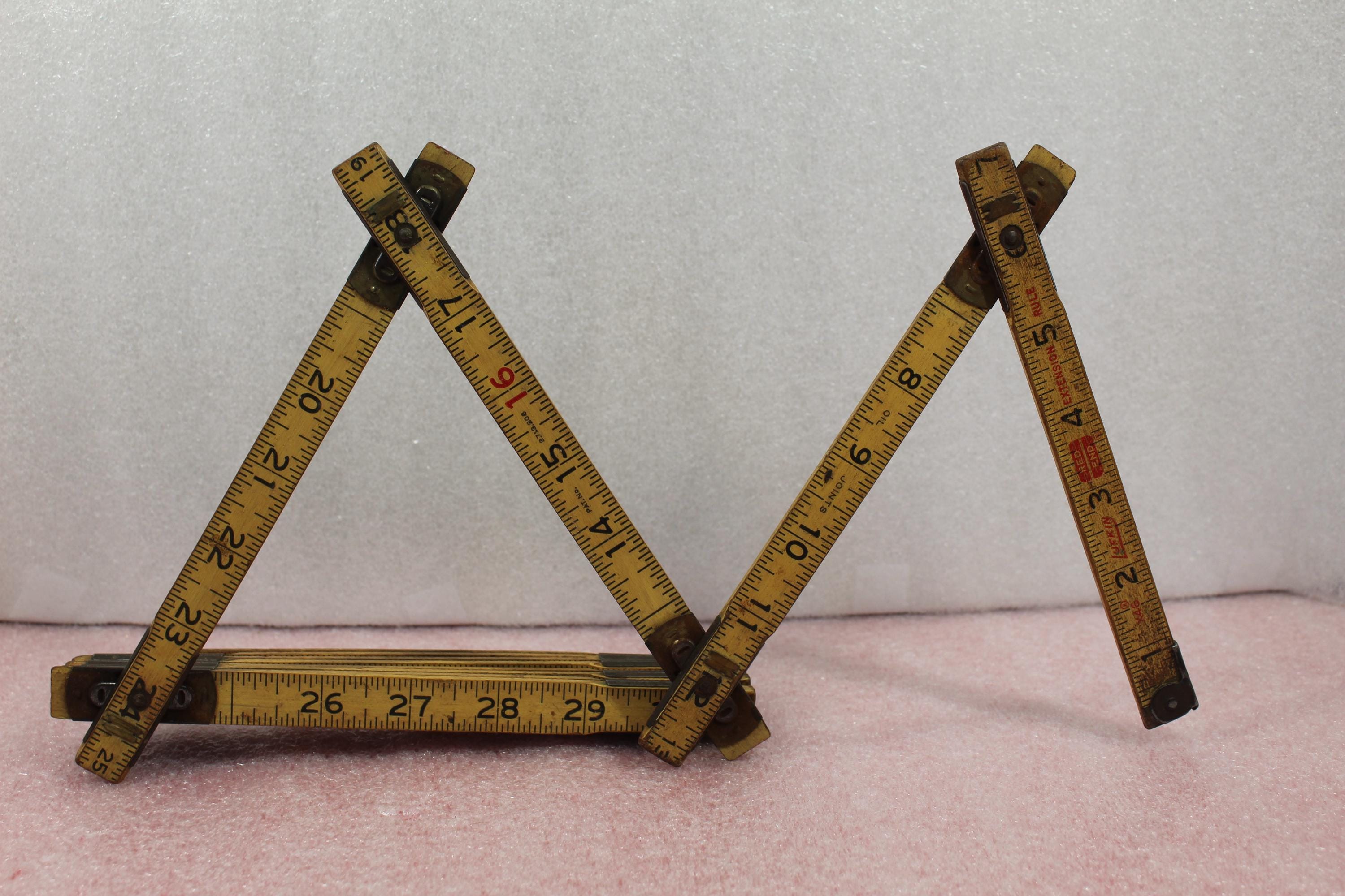 End Up Ruler Vintage Lufkin Red End Folding Ruler / Zigzag Ruler / Brick Mason's ...