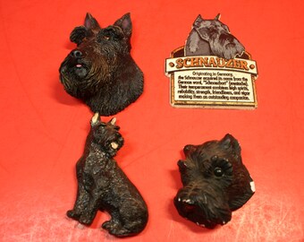 Vintage Schnauzer Dog Refrigerator Magnets Lot of 4