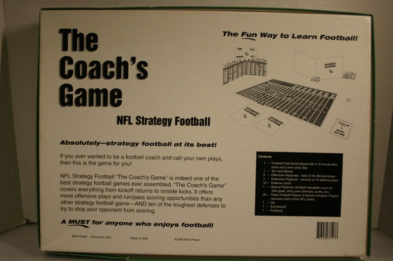 The Coach's Game NFL Strategy Football Family Board Game Etsy