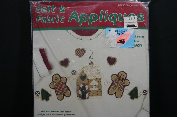 Vintage Felt & Fabric Applique Kit Gingerbread Land / Dimensions Fashion Art / Christmas Holiday Embellishment Craft Decoration