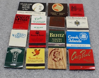 Vintage Chicago Matchbook Lot of 15 / Chicago Memorabilia / Vintage Advertisement