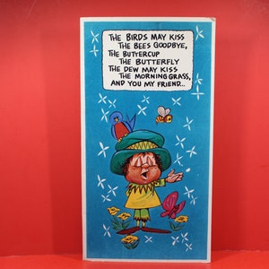 Vintage Giant Greeting Card by Gallant / 1967 Oversized Funny Card with Blue Flocked Velvet Front / Unused, No Envelope / Humorous
