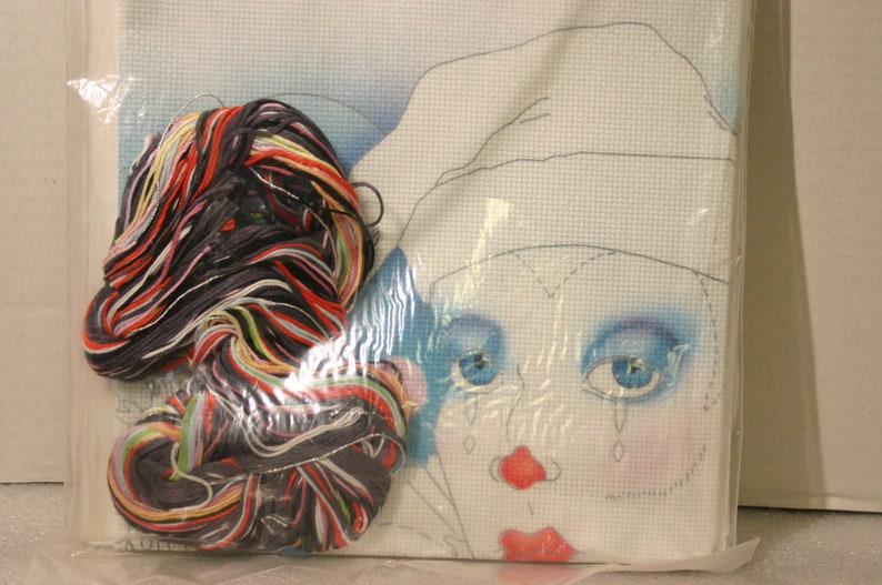 Vintage Something Special Counted Cross Stitch Kit 50381 Mime Collage 30 x 15 1988 Sad Clowns Circus Clowns