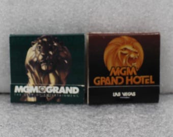 Vintage Matchbook MGM GRAND Hotel and Casino Las Vegas Nevada Lot of 2 / Full Book of Match Sticks - Unstruck