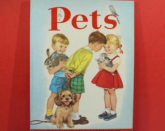 Vintage Children's Book "Pets" Rand McNally Giant Book Series 1954 Hardcover