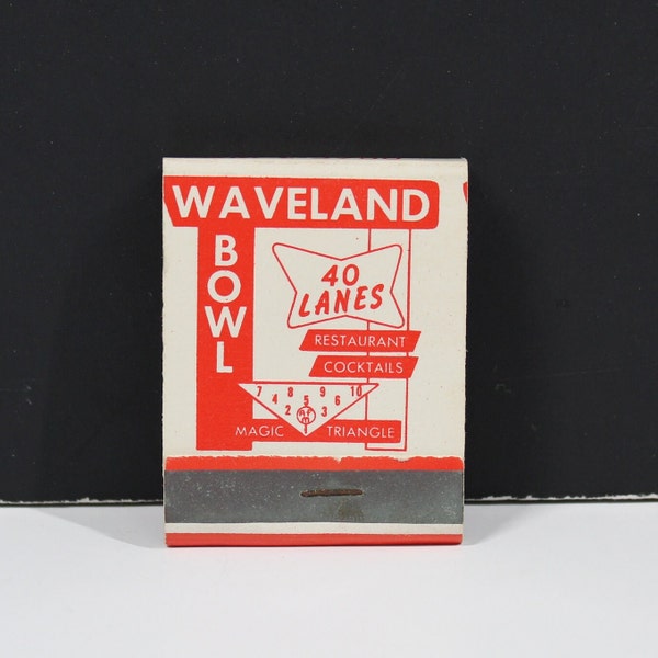 Vintage Matchbook Waveland Bowl Chicago Advertising - Bowling Ally, Lounge, Restaurant / 20 Sticks - Unstruck / Memorabilia / Collectible