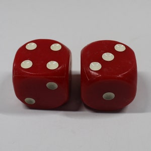 Vintage Large Dice ~ Oversized Red and White Pair Of Dice Made In Hong Kong / Jumbo Die Set / Game Accessories