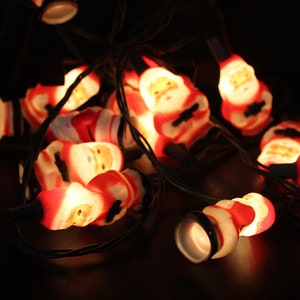 Vintage Santa  Christmas Lights / String of Santa Accent Lights / Christmas Holiday Decor / Christmas Light Covers