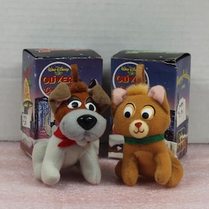 Vintage Oliver & Company Ornaments 1988 Disney McDonalds, Dodger, Oliver and Company Plush Christmas Tree Ornaments McDonalds Happy Meal Toy