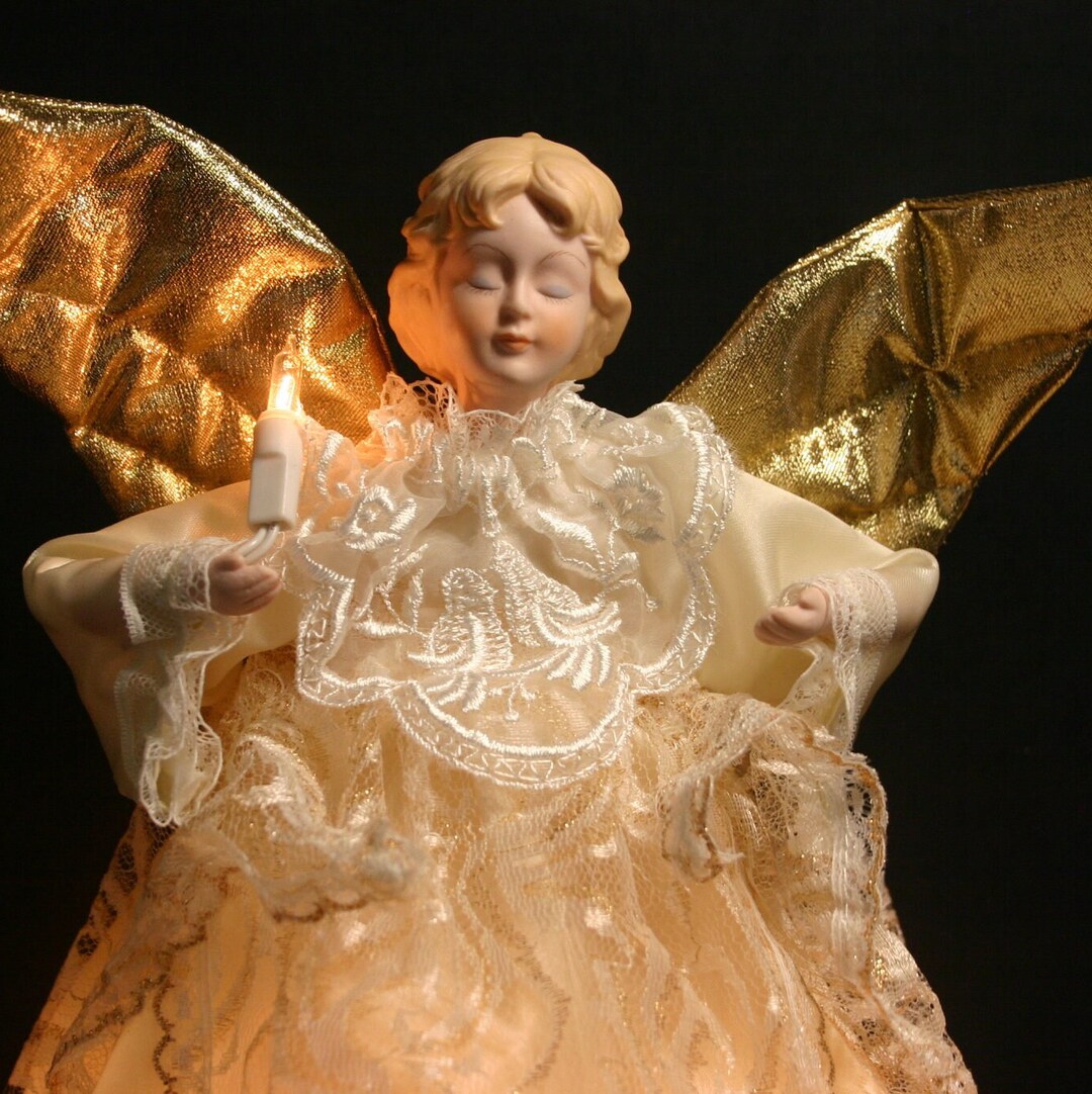 Vintage Lighted Animated Christmas Angel Tree Topper / Holiday Etsy