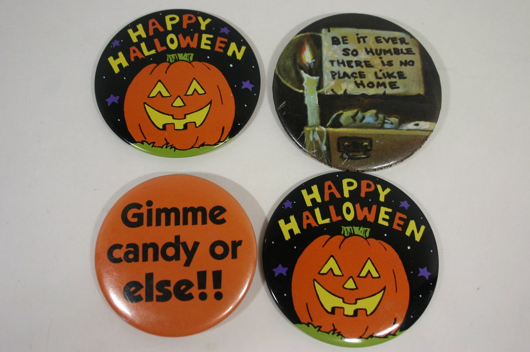 Vintage Halloween Pin Back Buttons Lot of 4 - Etsy
