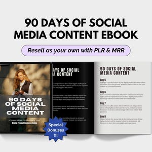 MRR PLR 90 Days of Social Media eBook | Digital Marketing | Content Creation | Master Resell Rights | PLR eBook Template | Instagram