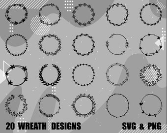 Wreath SVG Bundle | 20 Circle Floral Designs (Digital Download)