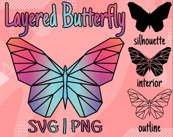 Geometric Butterfly SVG, Butterfly Svg files, Butterfly Layered, Butterfly Files for Cricut,Butterfly Clipart, Butterflies Svg,Png...