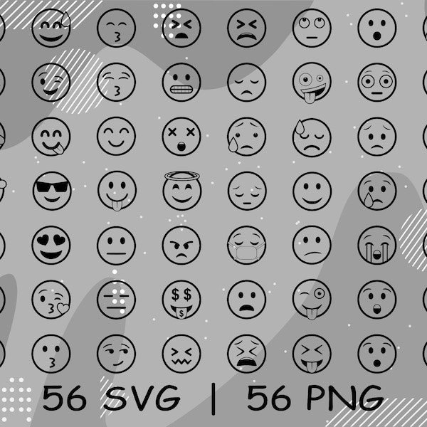 Emoji Face SVG Bundle  |  Emoji Face PNG Bundle ..