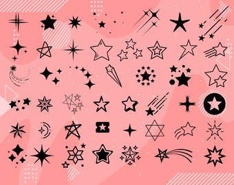 Stars SVG PNG Clipart | 45 Star Bundle (Digital Download)