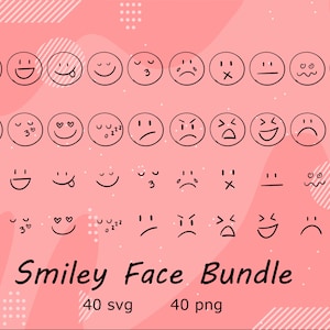 Emoji Face SVG Bundle | Emoji Face PNG Bundle Smiley Face Bundle, Svg Files  Black Svg,Happy Face Svg, Emoji Svg Png...