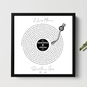 Custom Memorial Canvas With Song | Sympathy Gift for Loss of Loved One | Custom Framed Bereavement Print | In Loving Memory Keepsake