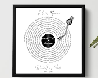 Custom Memorial Song Canvas: Bereavement Keepsake Print