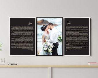 Custom Wedding Vows & Photo on Wood Frame Canvas, Anniversary Gift