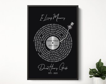 Personalized Memorial Canvas: Custom Song Lyrics, Remembrance Gift