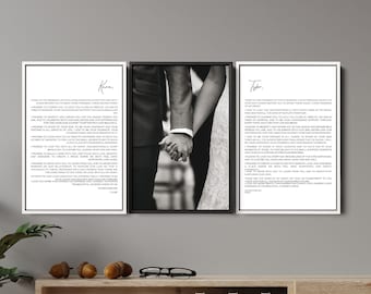 Personalized Wedding Vows Canvas Set with Photo, Custom Romantic Wall Art Gift