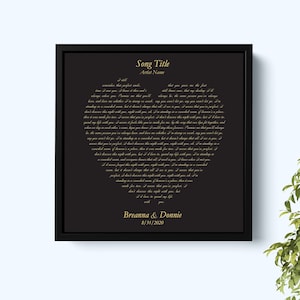 Custom Heart Song Lyrics Canvas Art: Personalized Couple Gift