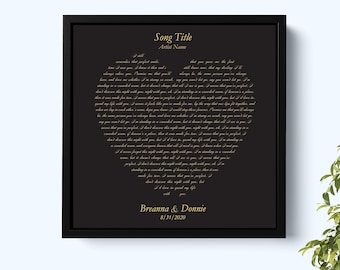 Custom Heart Song Lyrics Canvas Art: Personalized Couple Gift