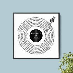 Custom Song Lyrics Vinyl Record Art - Framed Canvas Print