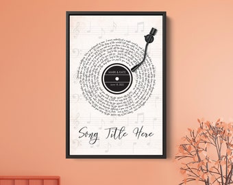 Custom Song Lyrics Print - Personalized Anniversary Canvas Art