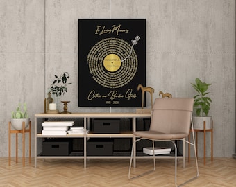 Mothers Day and Fathers Day Memorial Gifts Personalized Framed Canvas with Custom Song Lyrics In Memory of Loved One