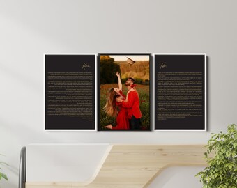 Custom Wedding Vows Canvas Print Set: Photo & Vow Art