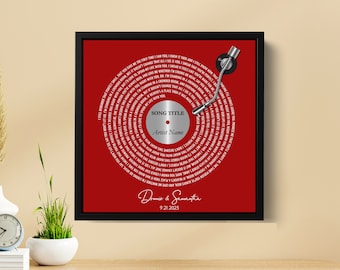 Custom Love Song Lyrics Framed Canvas: Personalized Valentine's Gift