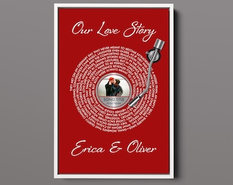 Personalized Vinyl Record Song Lyrics Art – Custom Photo & Music Print