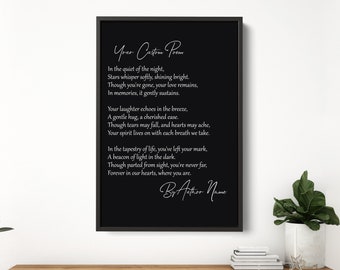 In Memory Poem Canvas Print - Custom Tribute Wall Art - Bereavement Remembrance Gift